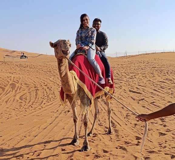 Camel riding for couples in Dubai desert safari